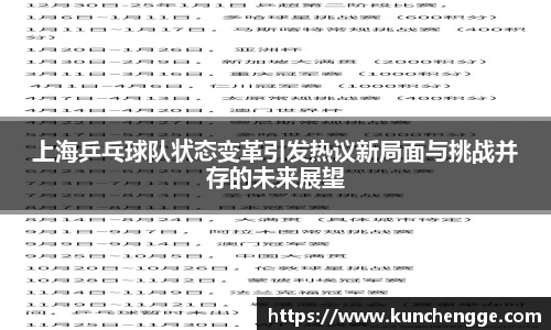 上海乒乓球队状态变革引发热议新局面与挑战并存的未来展望